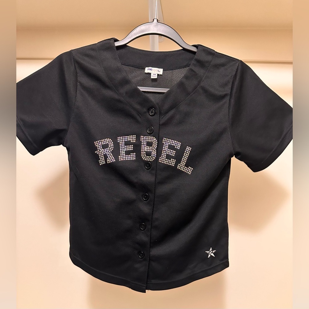 Rebel athletic rhinestone jersey ym